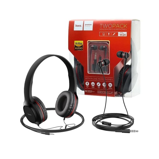 Auriculares con Cable Hoco W24 1,2 m con Auriculares Adicionales de 3,5 mm Rojo